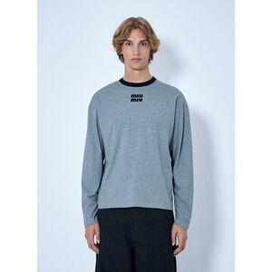 Miu Miu Men Logo Motif Long Sleeve T-Shirt